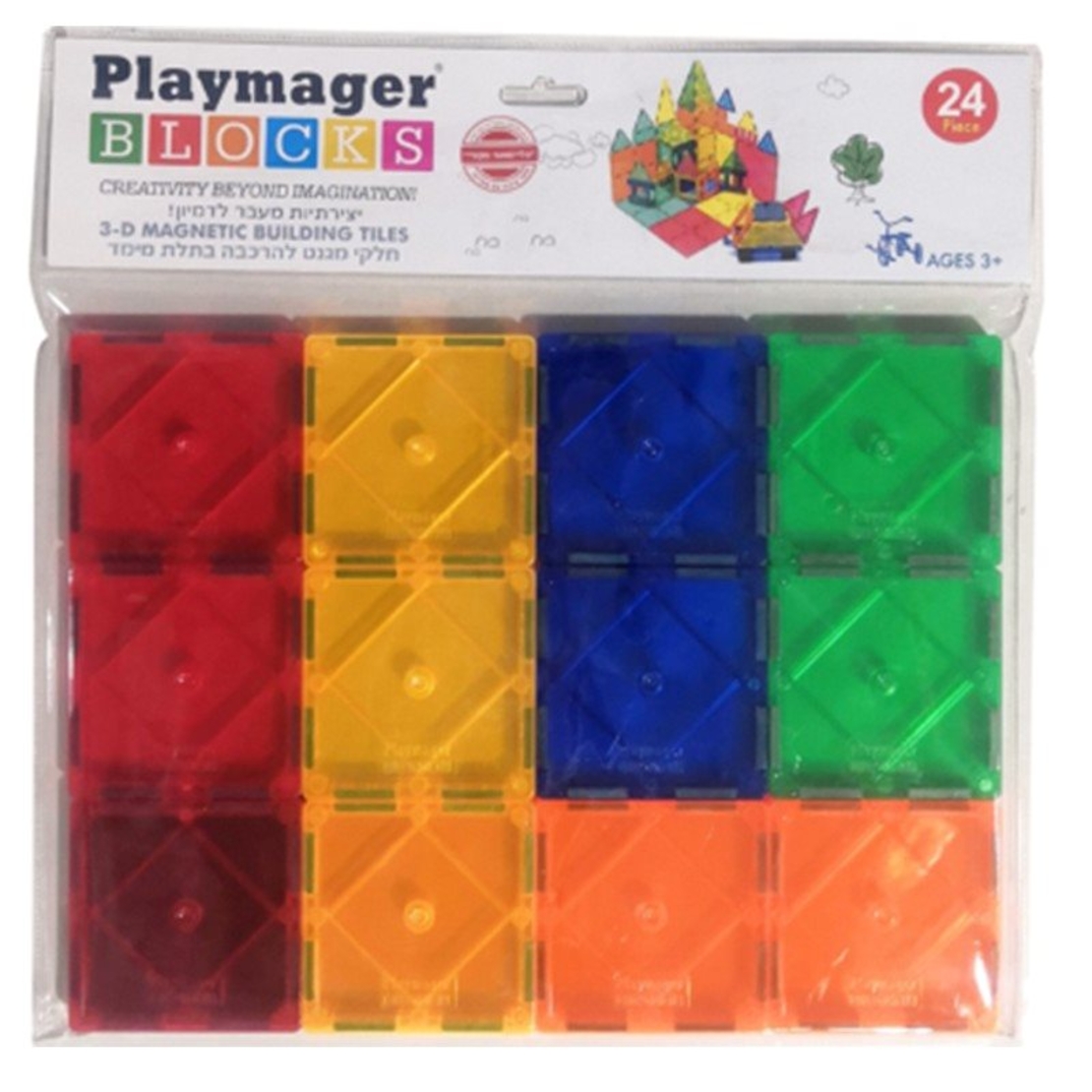 24 ריבועים מגנטיים PLAYMAGER