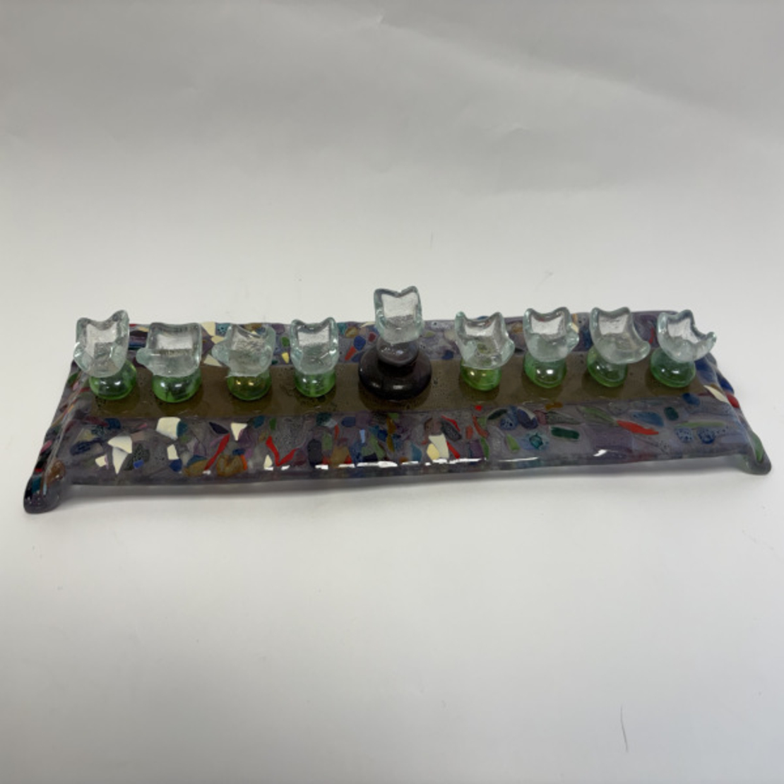 חנוכיית זכוכית דגם פסיפס 2