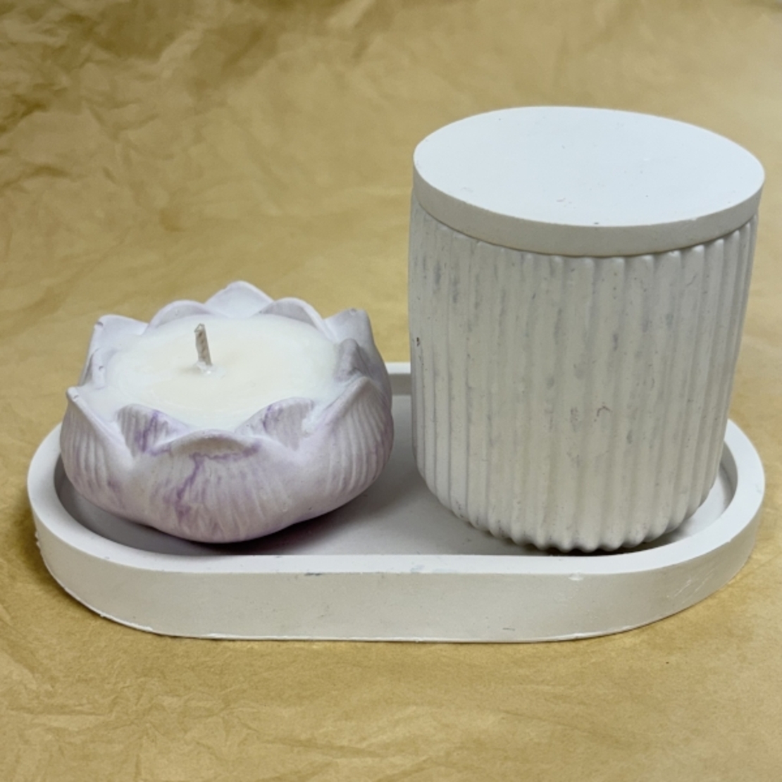 סט מגש עם נר פרח