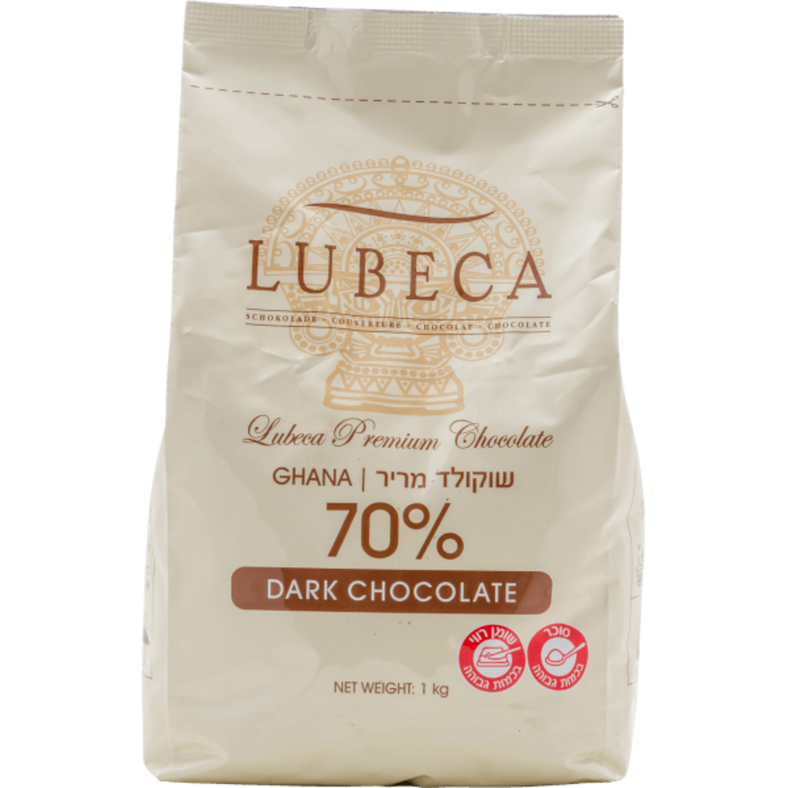שוקולד מריר 1 ק״ג 70% Lubeca