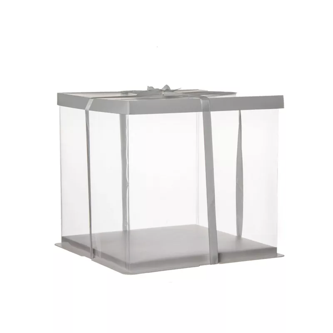 קופסת PVC לעוגה+ במה+סרט-לבן 22/22/22 ס”מ