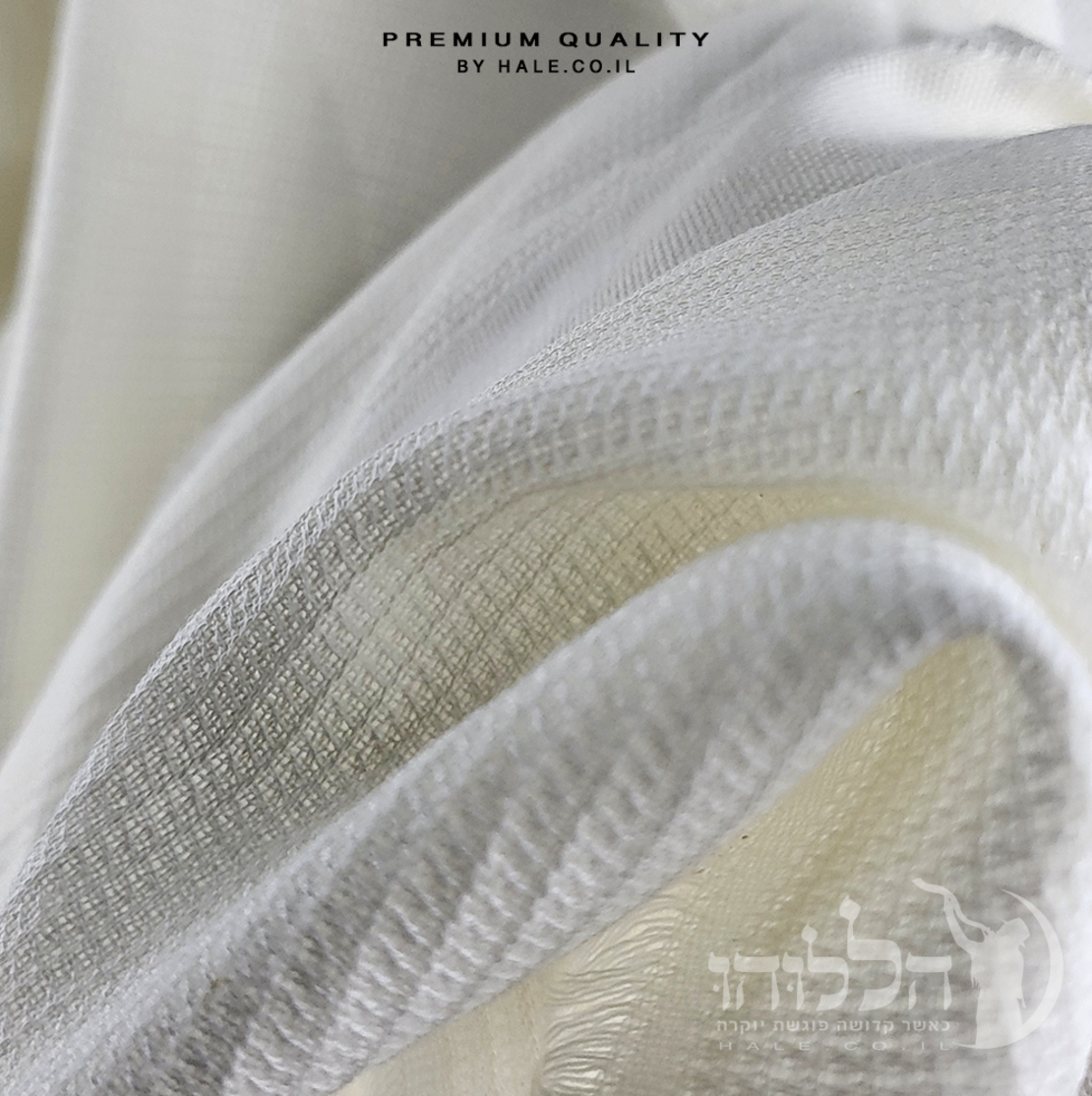 טלית מרן בית יוסף 100% צמר תשבץ – פסים לבנים - 264