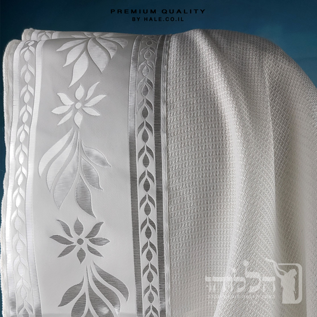 טלית חתנים אקרילן מהודרת  פסים לבנים לא מחליקה -608