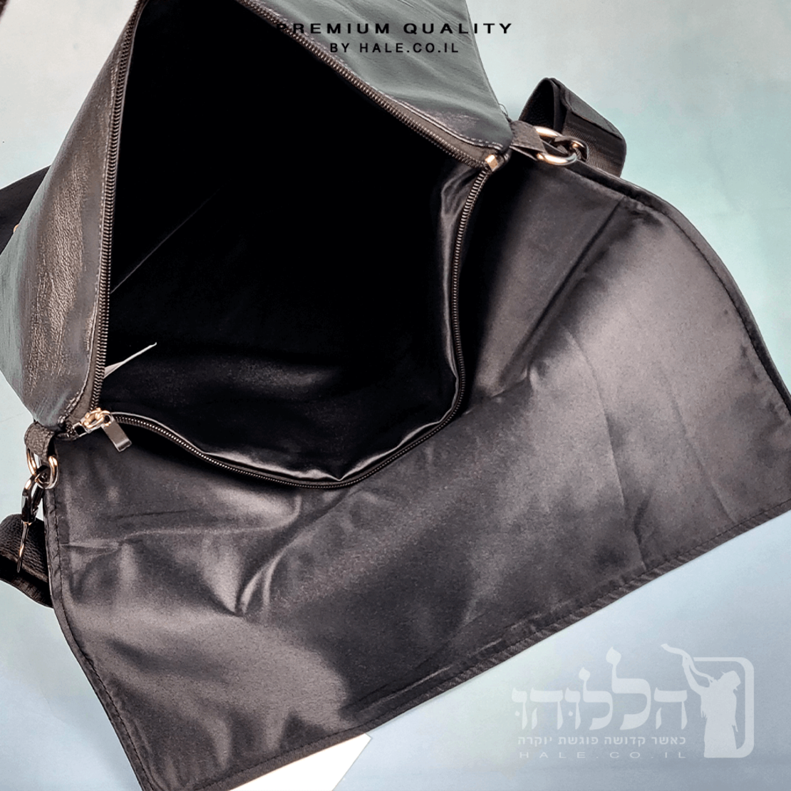 סט תיק לטלית ותפילין – דמוי עור דגם קרוק - שחור  217