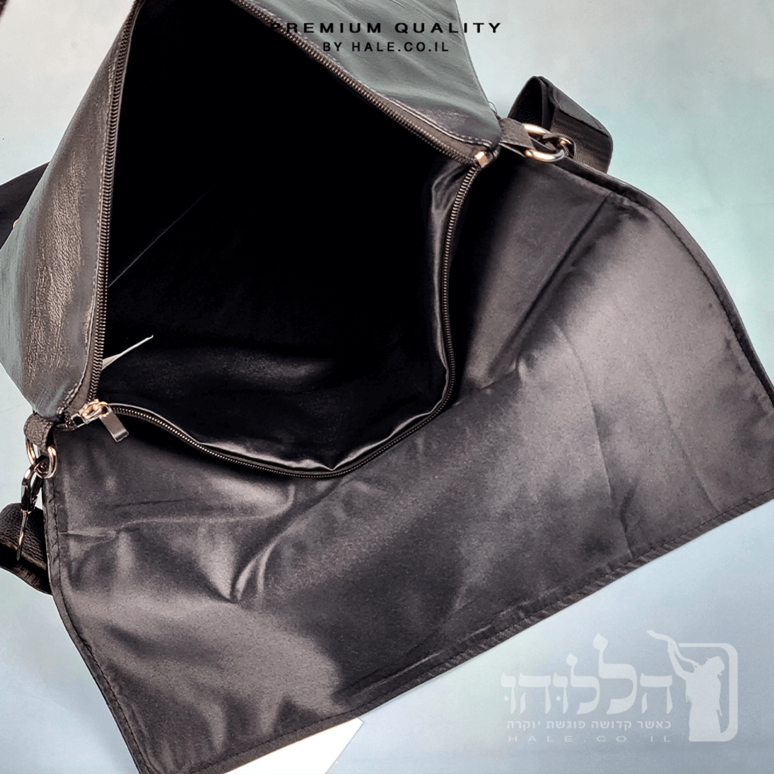סט תיק לטלית ותפילין – דמוי עור דגם קרוק - שחור  216