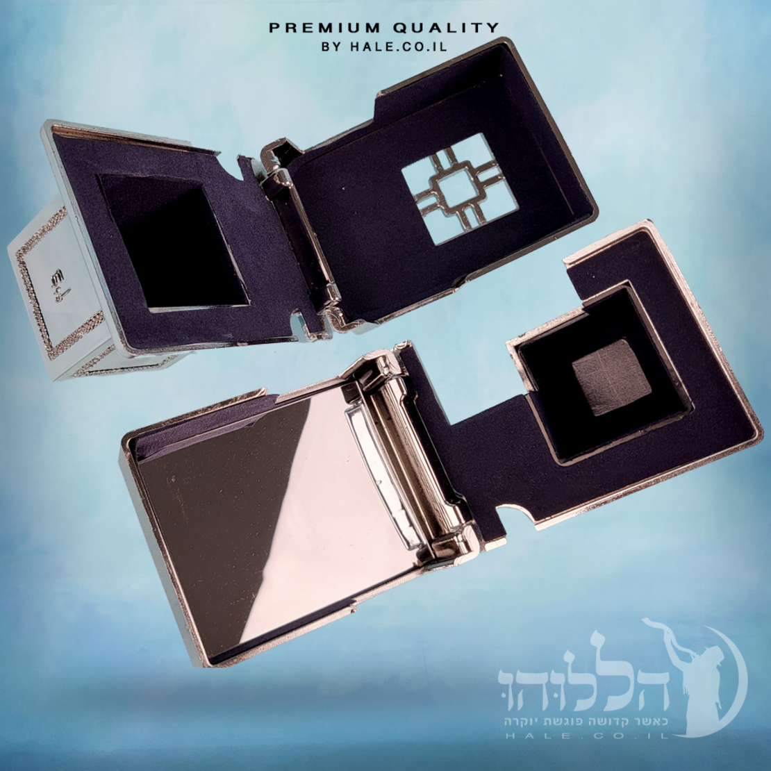 בתי תפילין מפלסטיק – צבע כסף – רשי  כולל מראה