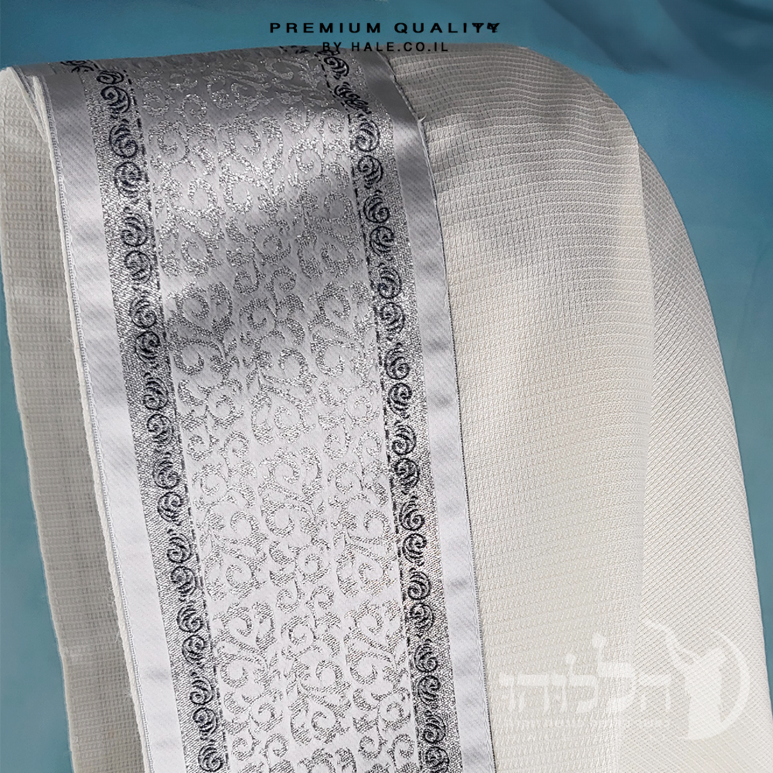 טלית 100% צמר תשבץ – פסים כחולים - 500