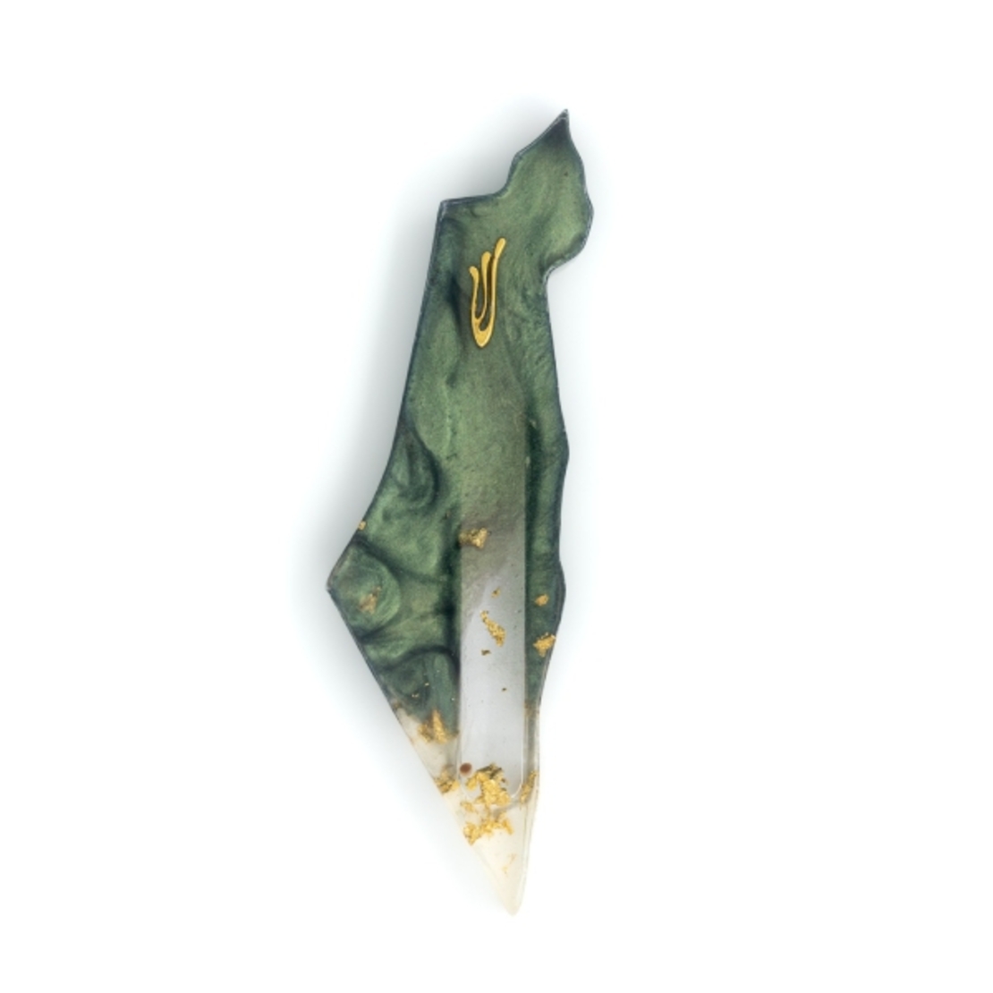 מזוזת אפוקסי מהודרת בצורת ארץ ישראל ירוק מידה 12