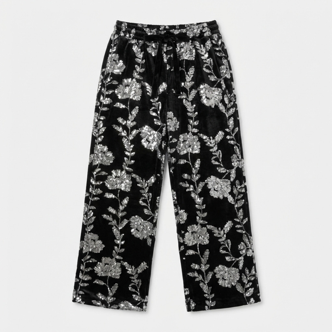 מכנס אביטל קטיפה ופאייטים כסופים