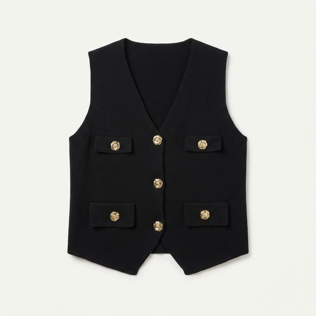 ווסט סריג כפתורי זהב