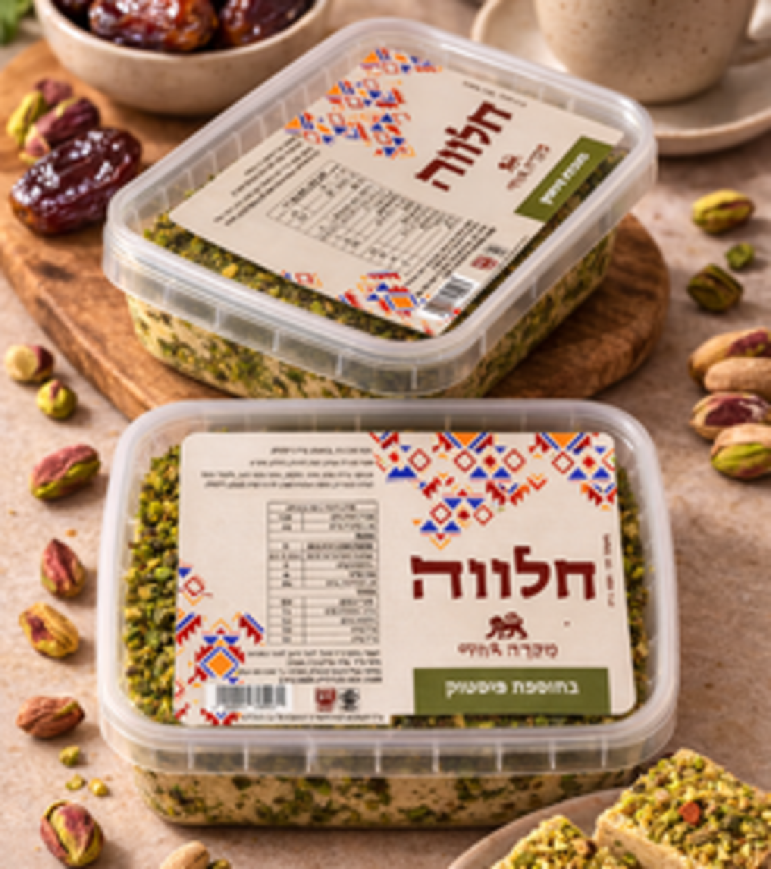 Acre halva with cocoa and pistachio