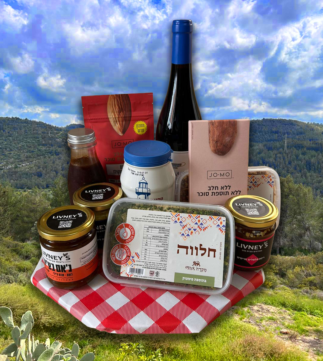 מארז של פינוקים מהגליל - יין אדום