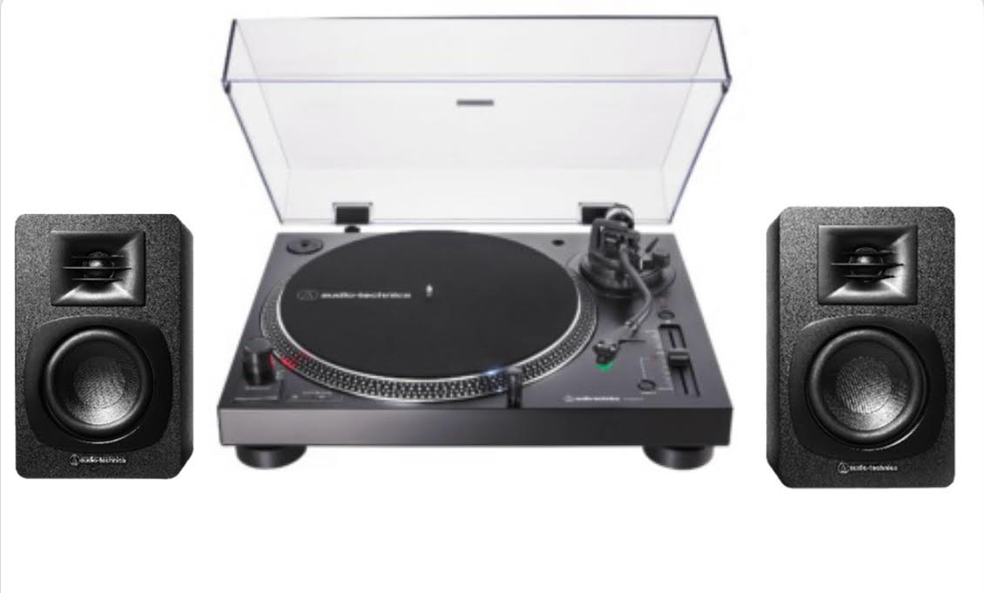 באנדל- סט פטיפון בלוטות' מקצועי שחור LP120XBTUSB+ זוג רמקולים מוגברים צבע שחור AUDIO TECHNICA – SP-3X אודיו טכניקה