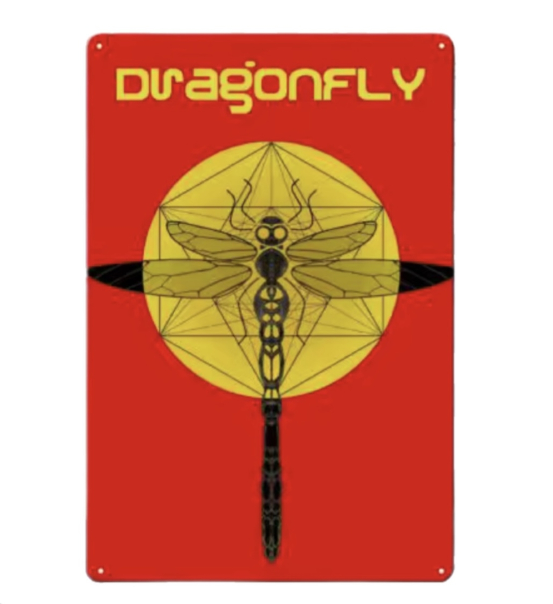 שלט מתכת  DRAGONFLY red