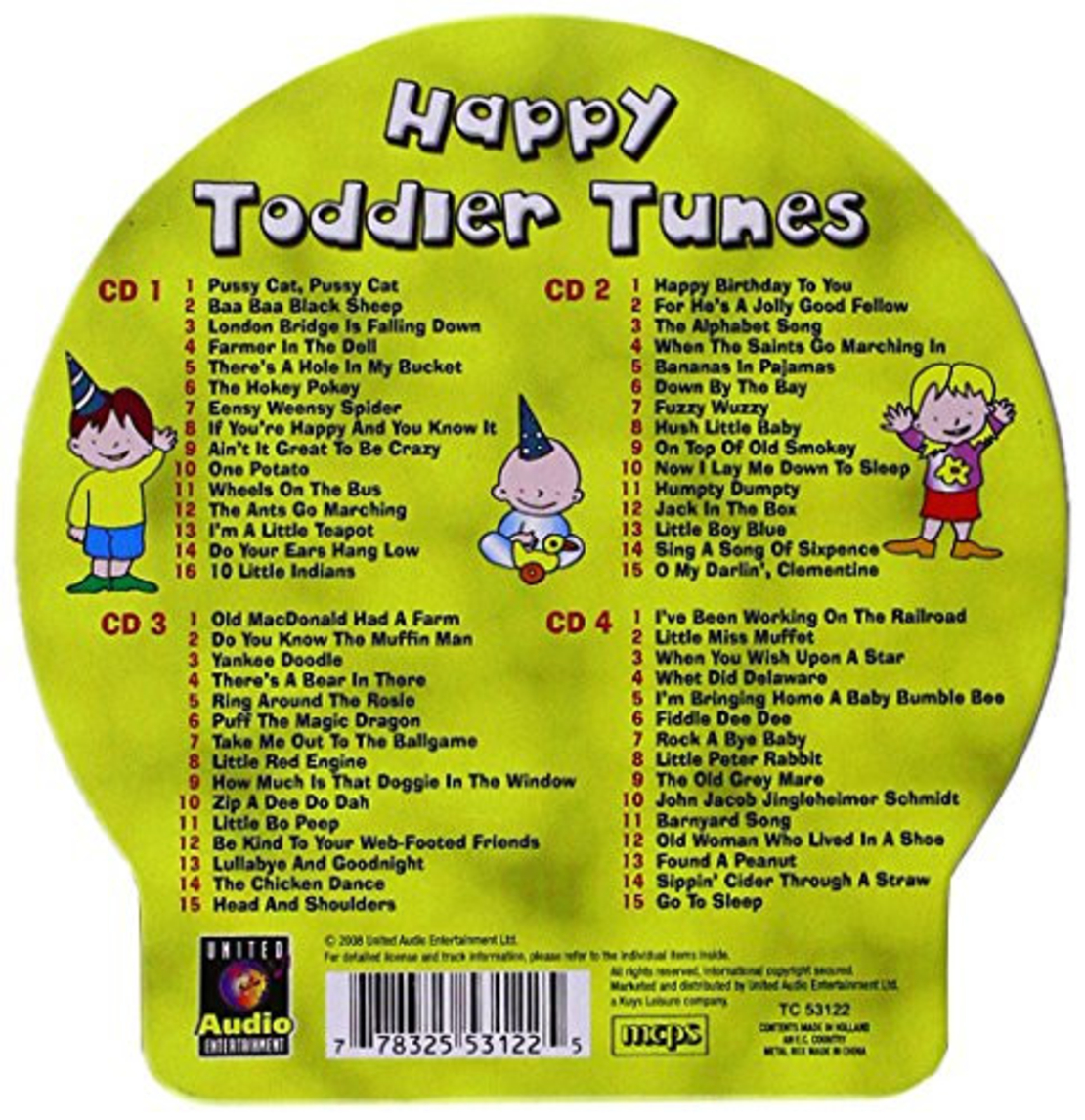Happy Toddler Tunes-  מארז 4 דיסקים באריזת מתכת