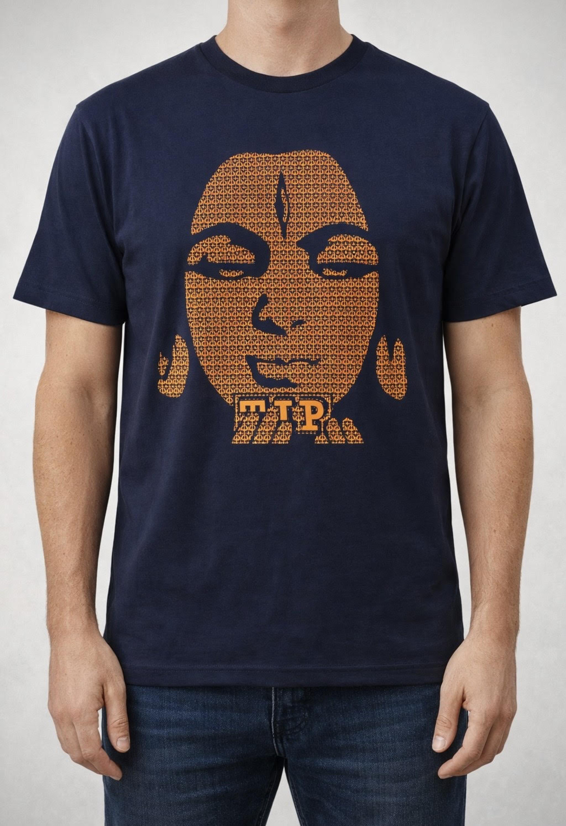 חולצת טי- navy with neon orange ACID SHIVA t-shirt