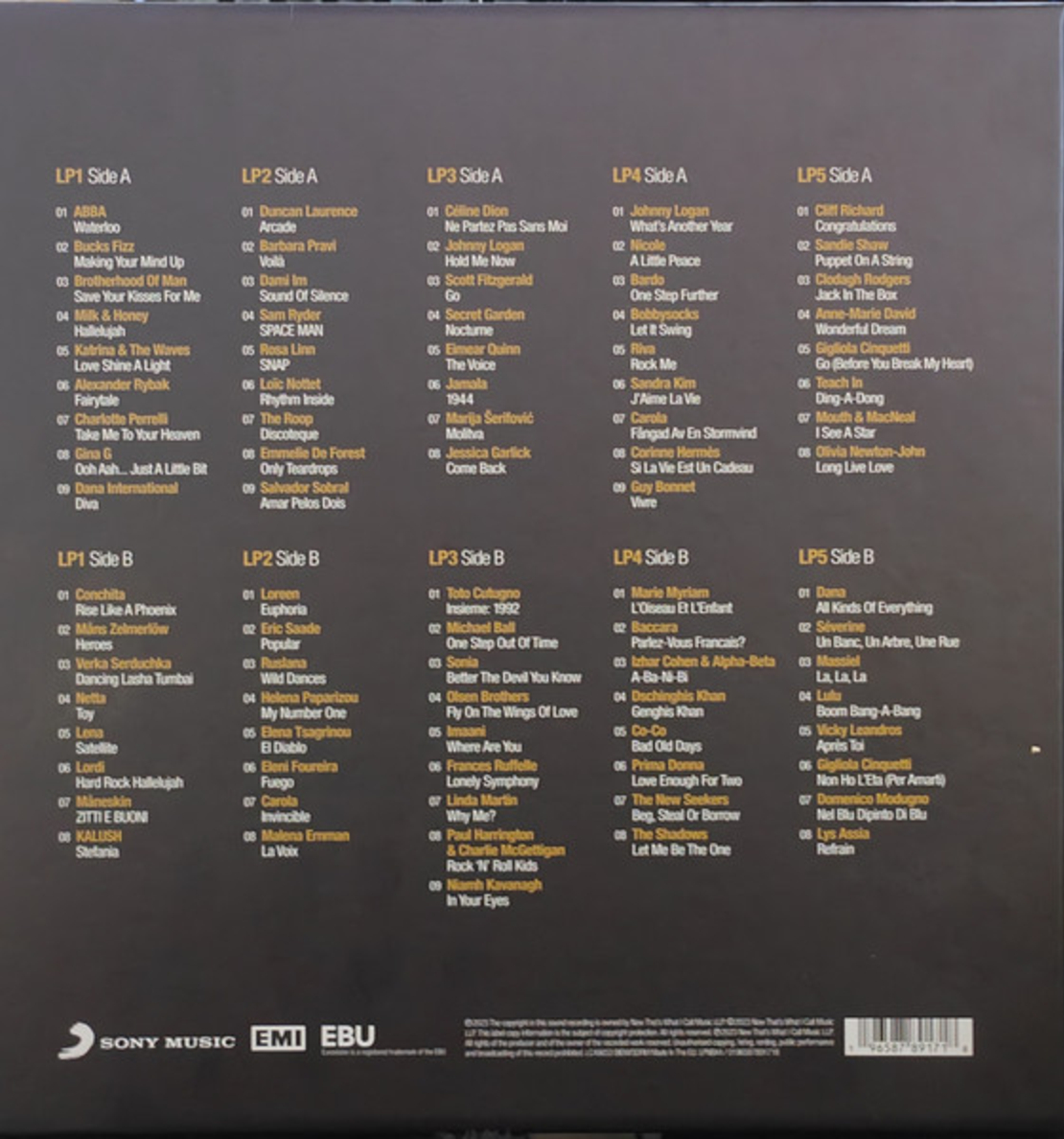 Now That's What I Call Eurovision Song Contest- 5LP תקליטים שקופים