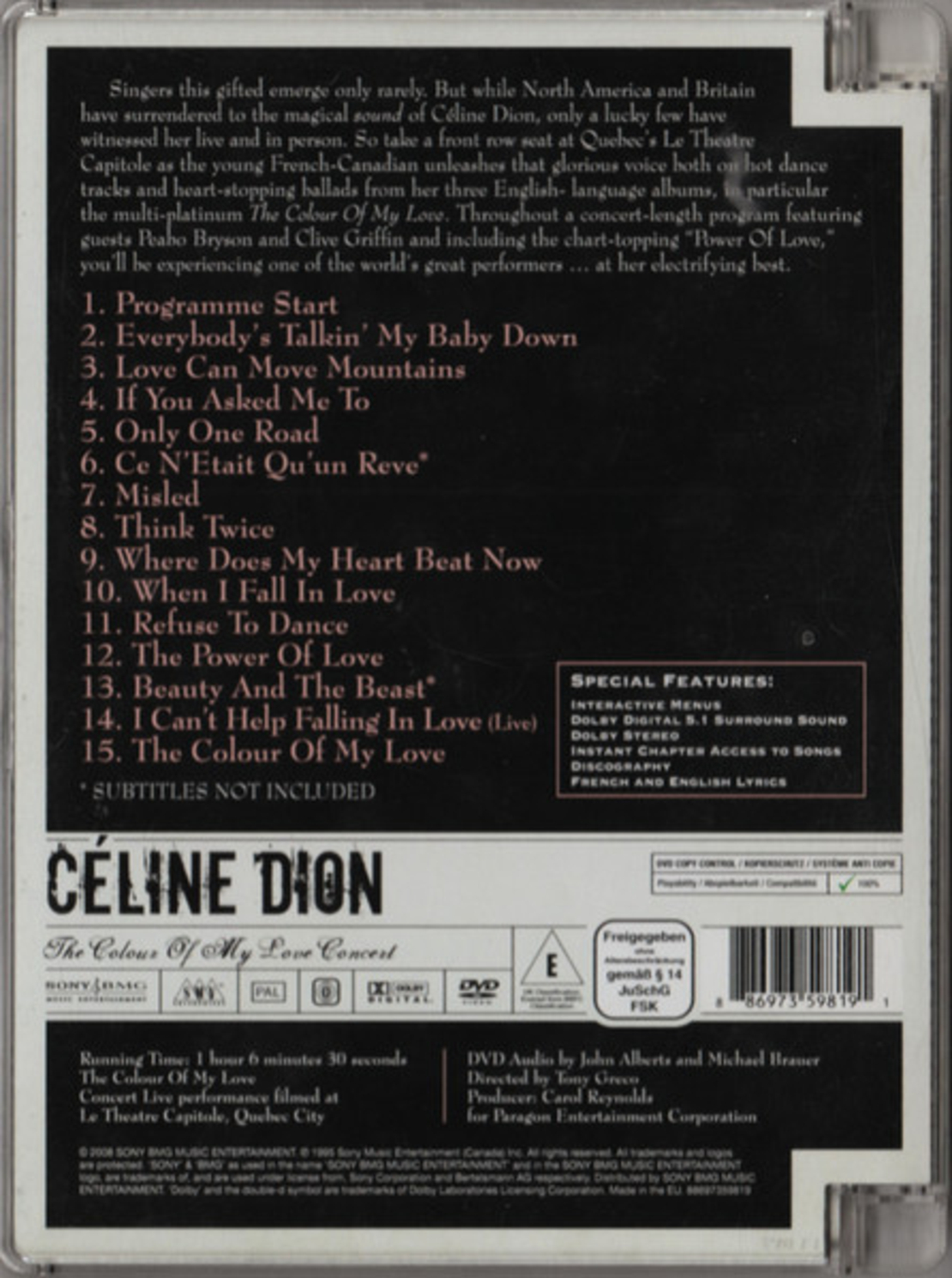 Céline Dion – The Colour Of My Love Concert DVD