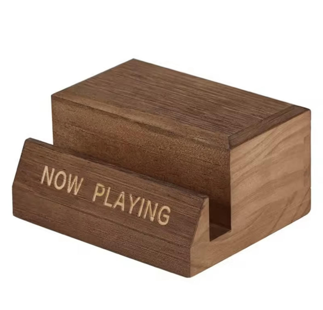 מעמד תצוגה לתקליט מעץ- NOW PLAYING