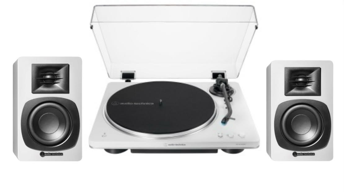 באנדל- סט פטיפון אוטומטי לבן  AT-LP70XBTWS + זוג רמקולים מוגברים צבע לבן AUDIO TECHNICA – SP3-XWH