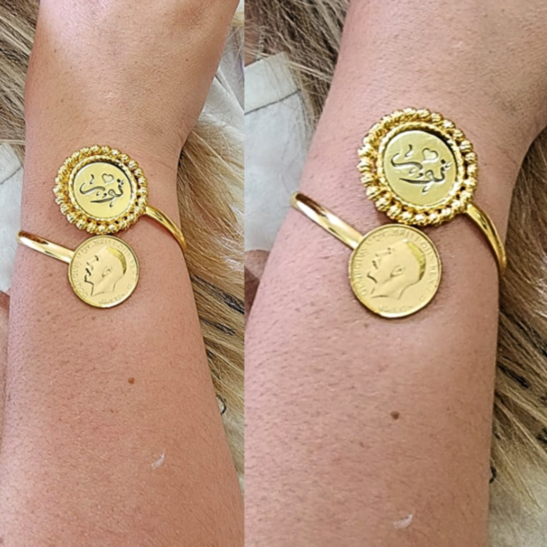 צמיד קשיח יוקרתי לירה&שם ממוסגר