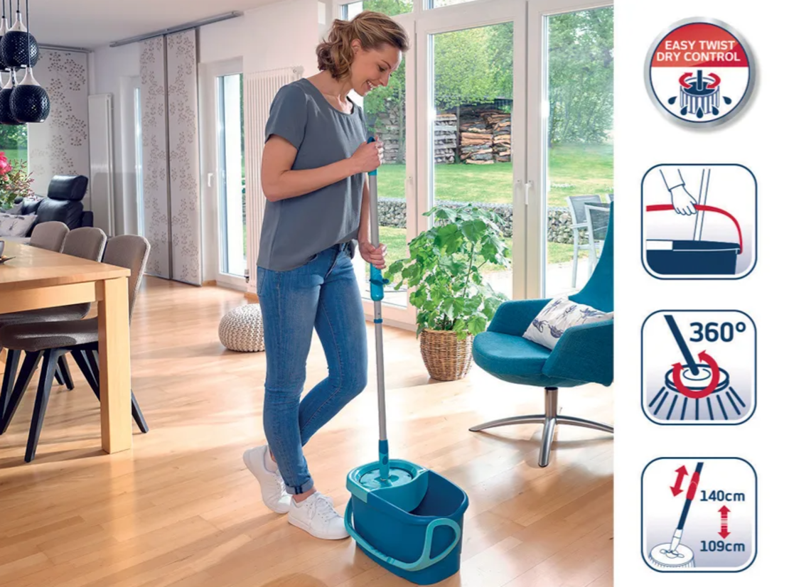דלי הפלא המקורי – ערכת ניקוי רצפה CLEAN TWIST SYSTEM MOP +גלגלים