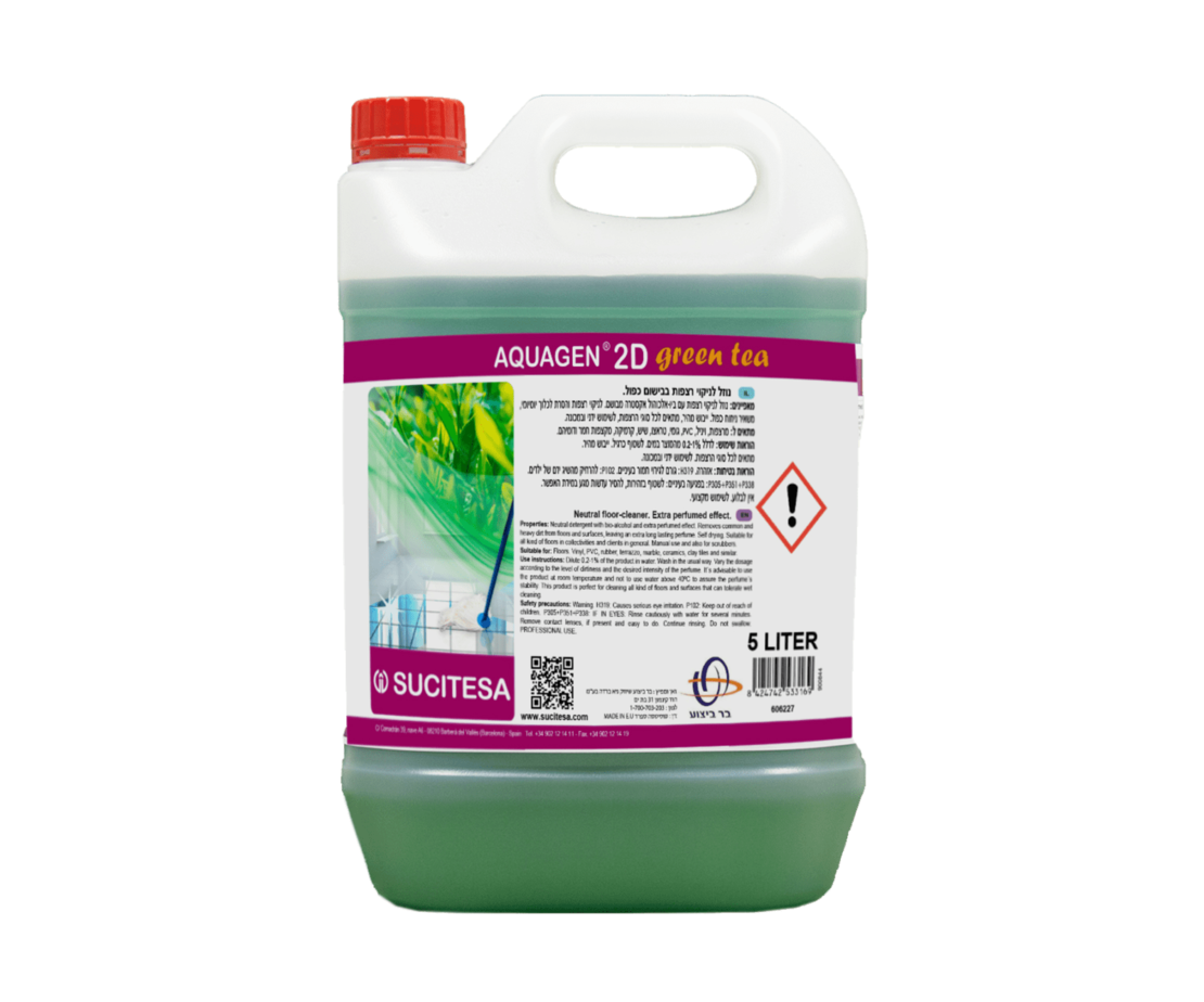2D GREEN TEA – נוזל לניקוי רצפות בבישום כפול לגרניט פורצלן וקרמיקה 5L