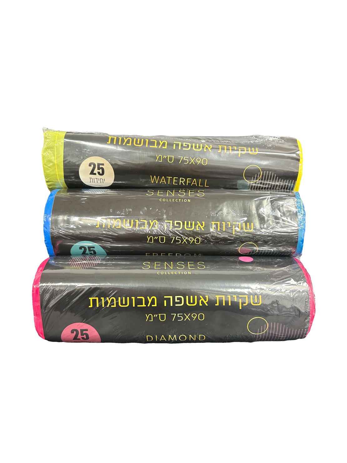 3 יחידות שקיות אשפה מבושמות 75/90 ס”מ
