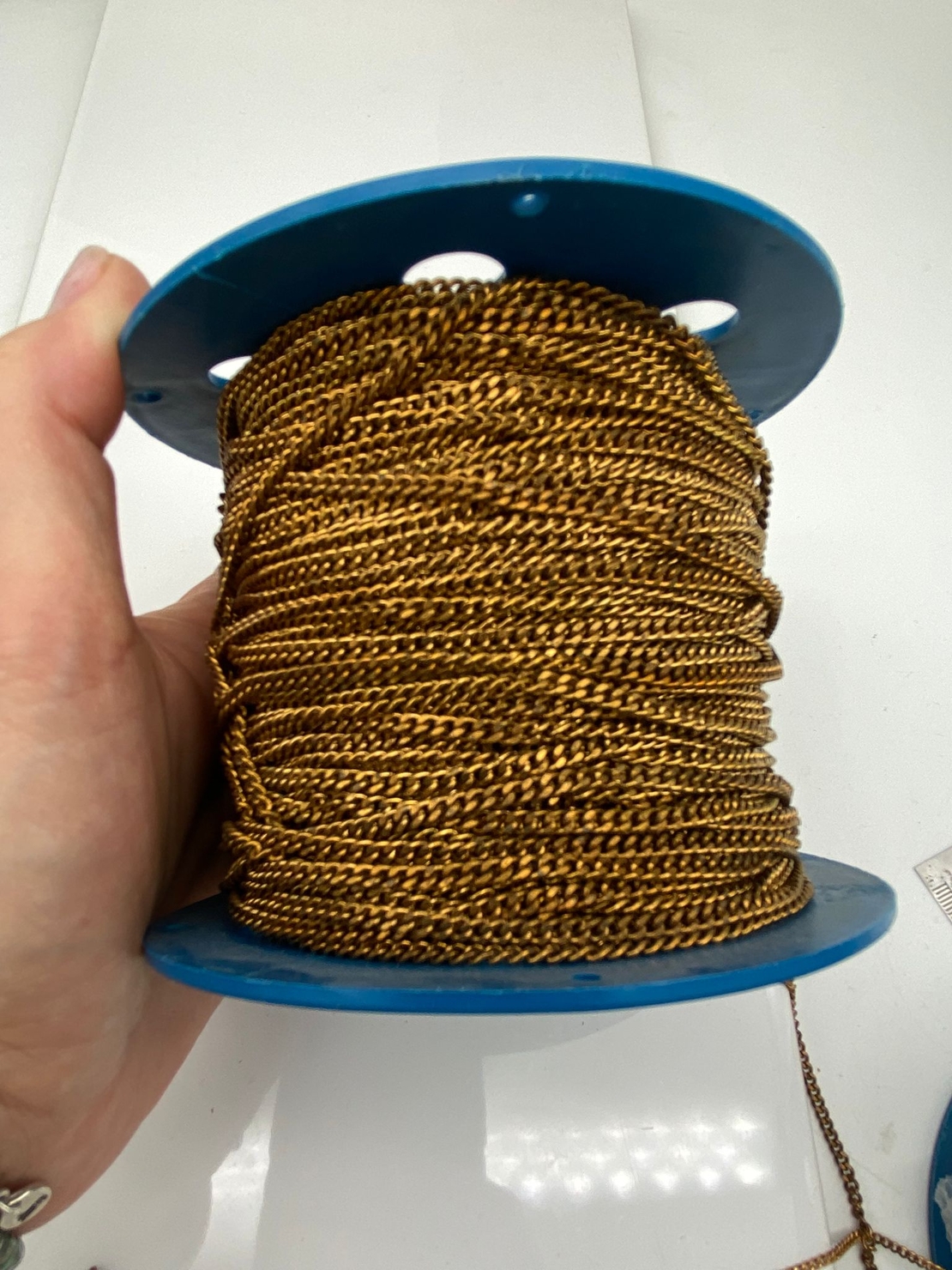 שרשרת פנצר פליז- גלם ללא ציפוי, רוחב 1.2 ממ, 2 ממ, 3 ממ (10)