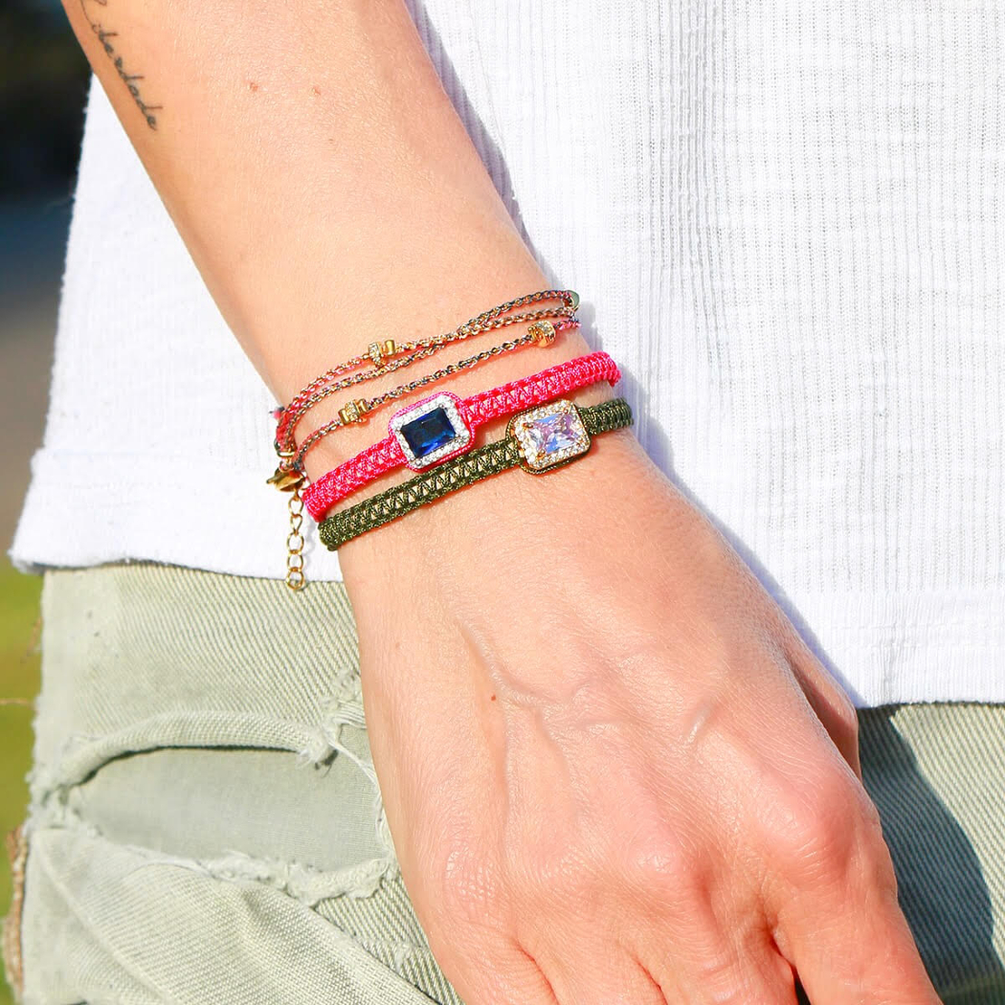 צמיד הוואנה - ירוק זית, סגול, זהוב