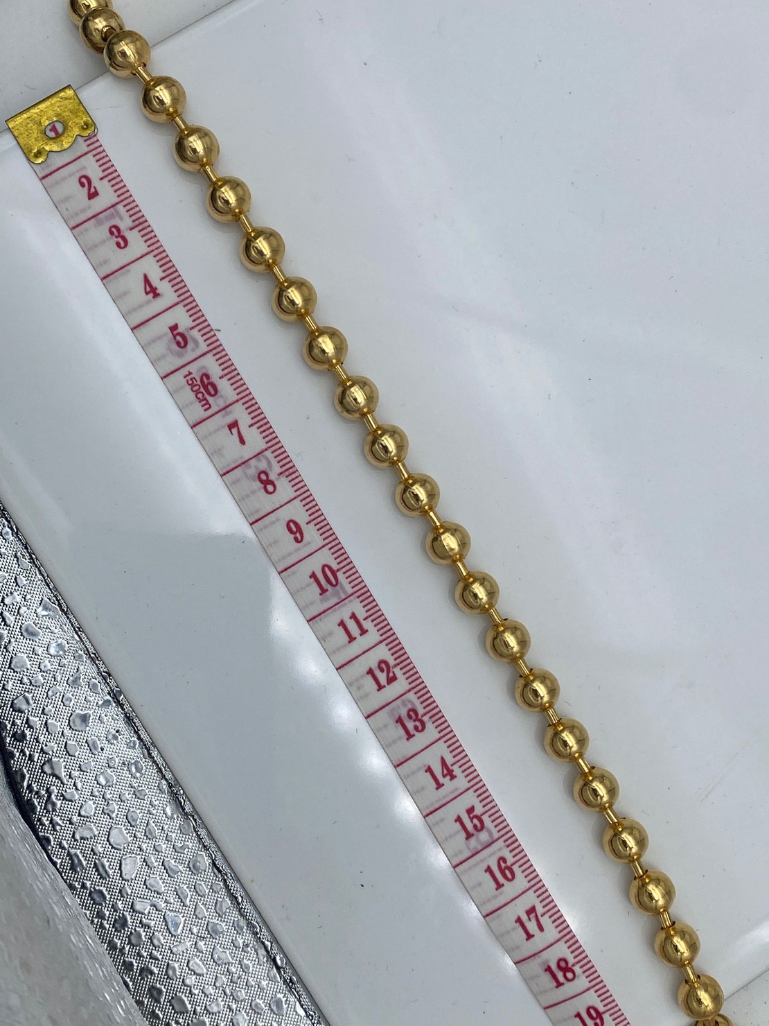 שרשרת כדורית (דיסקית) 8 ממ בציפוי זהב 24K