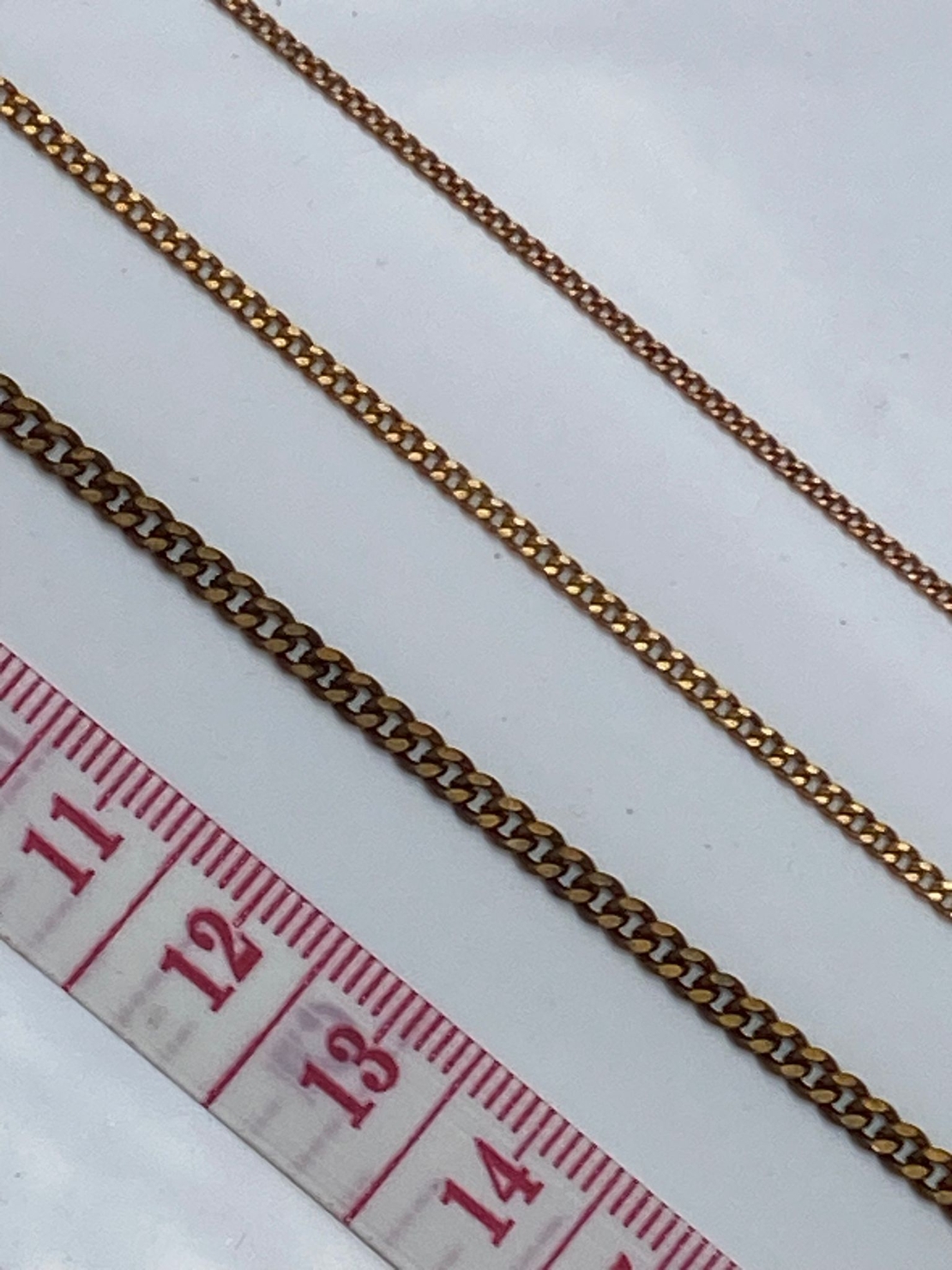 שרשרת פנצר פליז- גלם ללא ציפוי, רוחב 1.2 ממ, 2 ממ, 3 ממ (10)