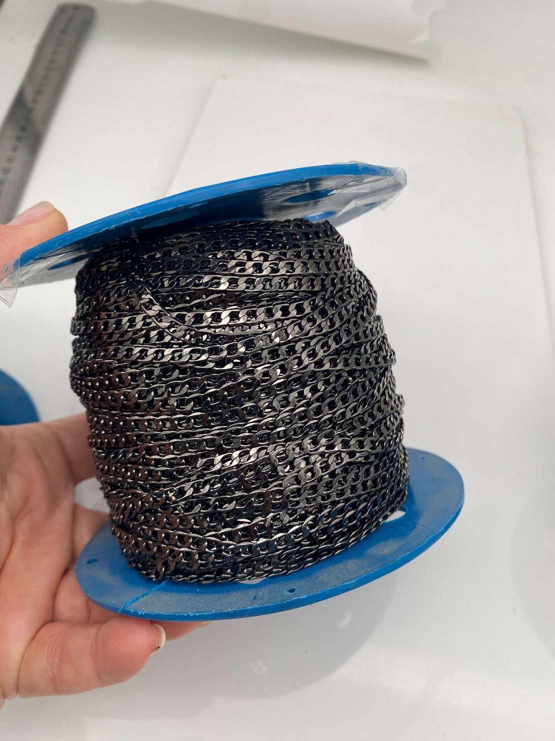 שרשרת גורמט פליז בציפוי בלאק גאן - שחור מטאלי (8)