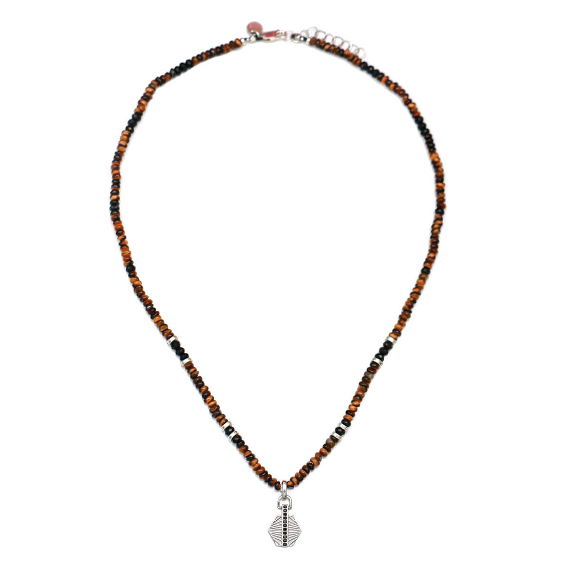 שרשרת לאגוס לגבר - חום, כסף 925