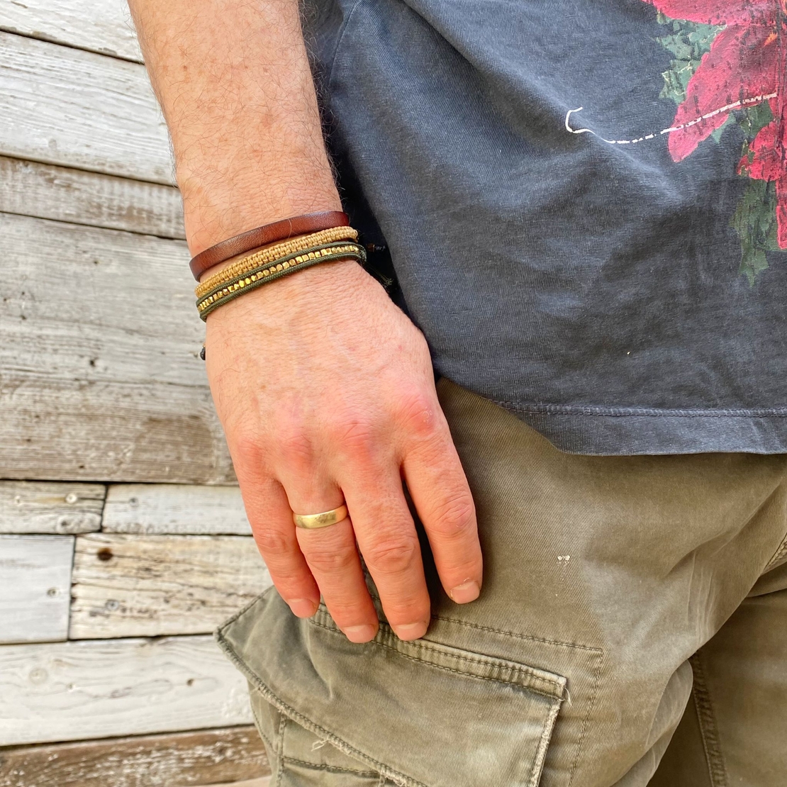 צמיד סרוג גברים - כאמל וכסף 925