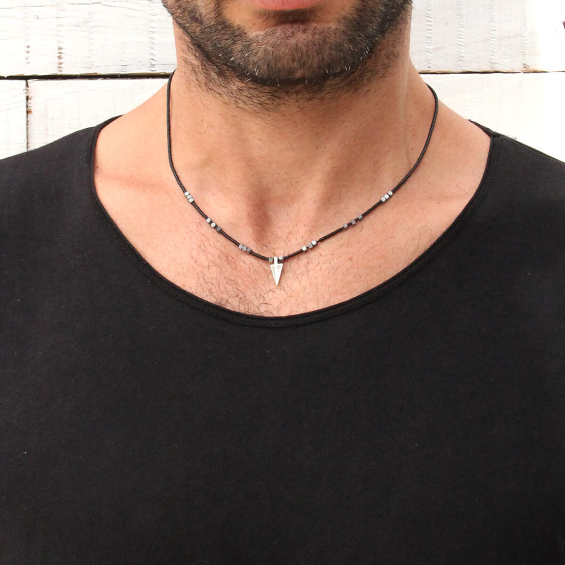 שרשרת רוקי גברים - שחור כסף