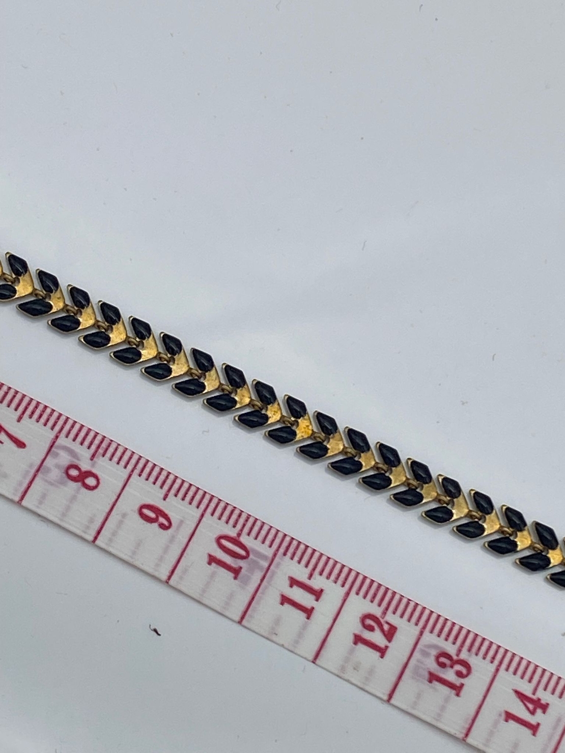 שרשרת פליז בעבודת יד עלים- צביעת אמייל שחור(25)