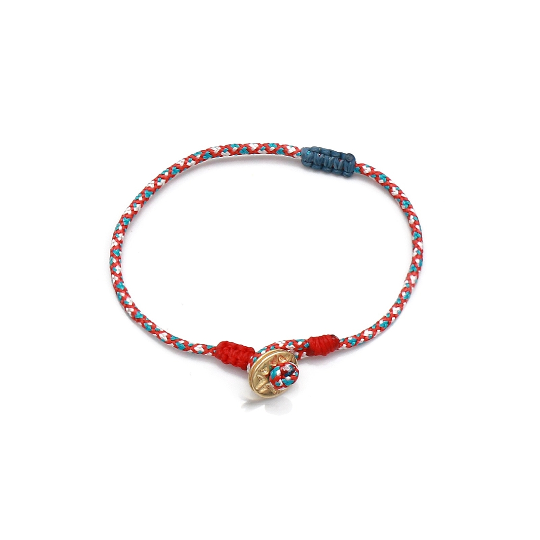 צמיד חבל לגבר- אדום כחול זהב