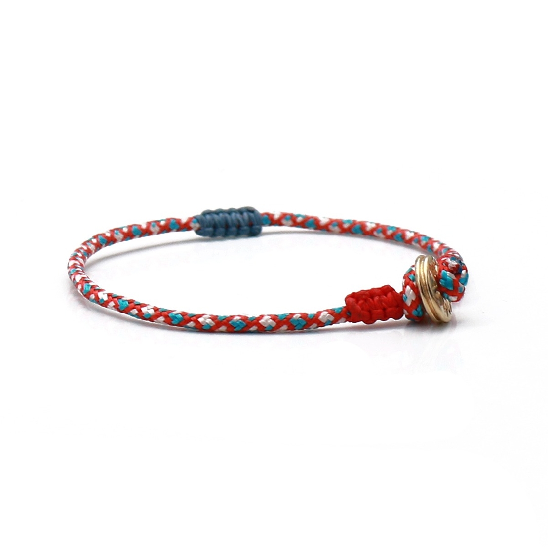 צמיד חבל לגבר- אדום כחול זהב