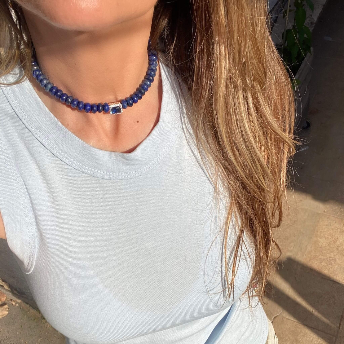 שרשרת הוואנה - כחול, כסף