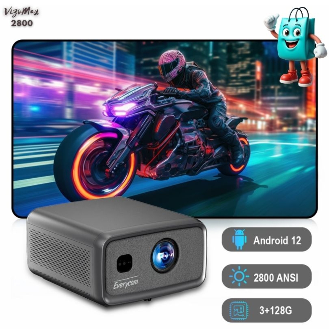 VizoMax 2800 – מקרן חכם עם מערכת אנדרואיד מובנית