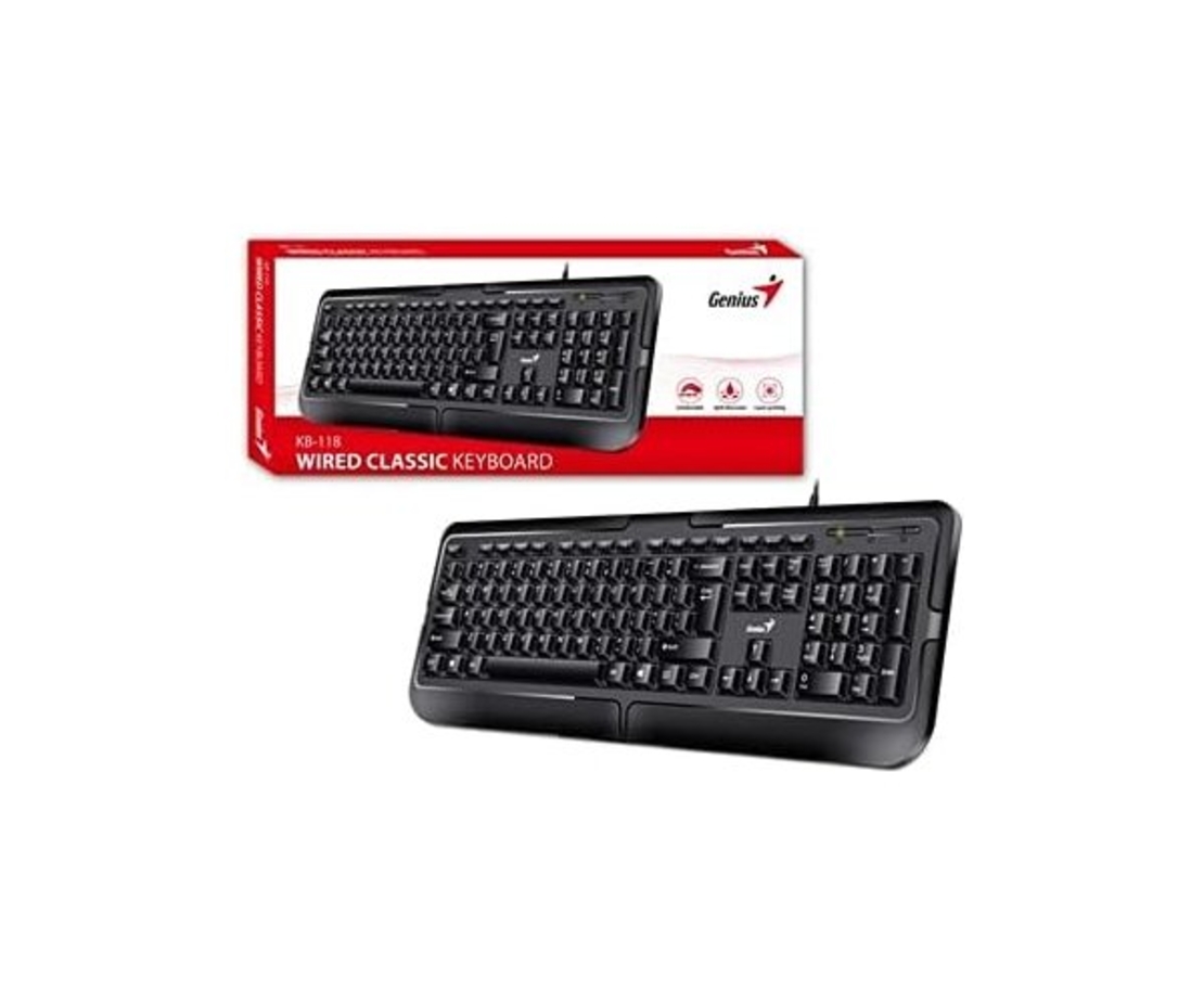 מקלדת חוטית Genius KB-118 II USB HEB ENG BLACK