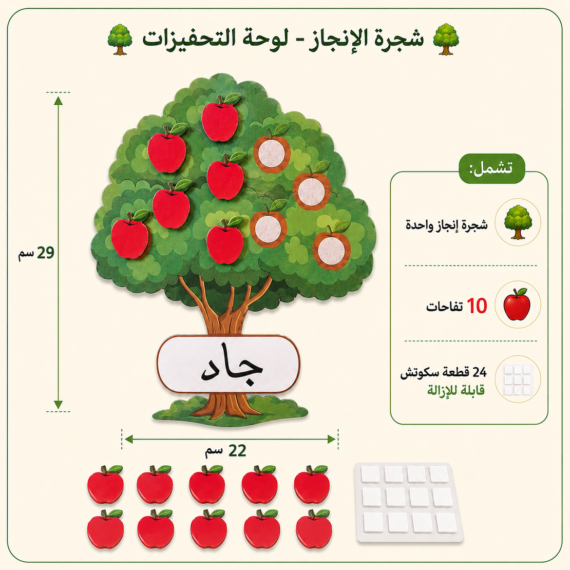 شجرة إنجاز- لوحة التّعزيزات