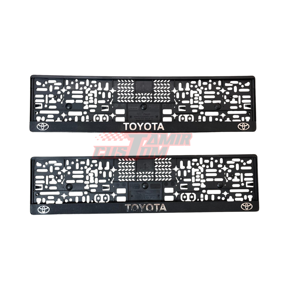 זוג מסגרות ללוחית רישוי עם סמל טויוטה