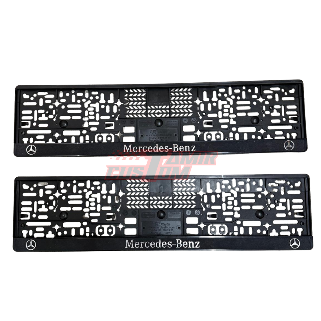זוג מסגרות ללוחית רישוי עם סמל מרצדס