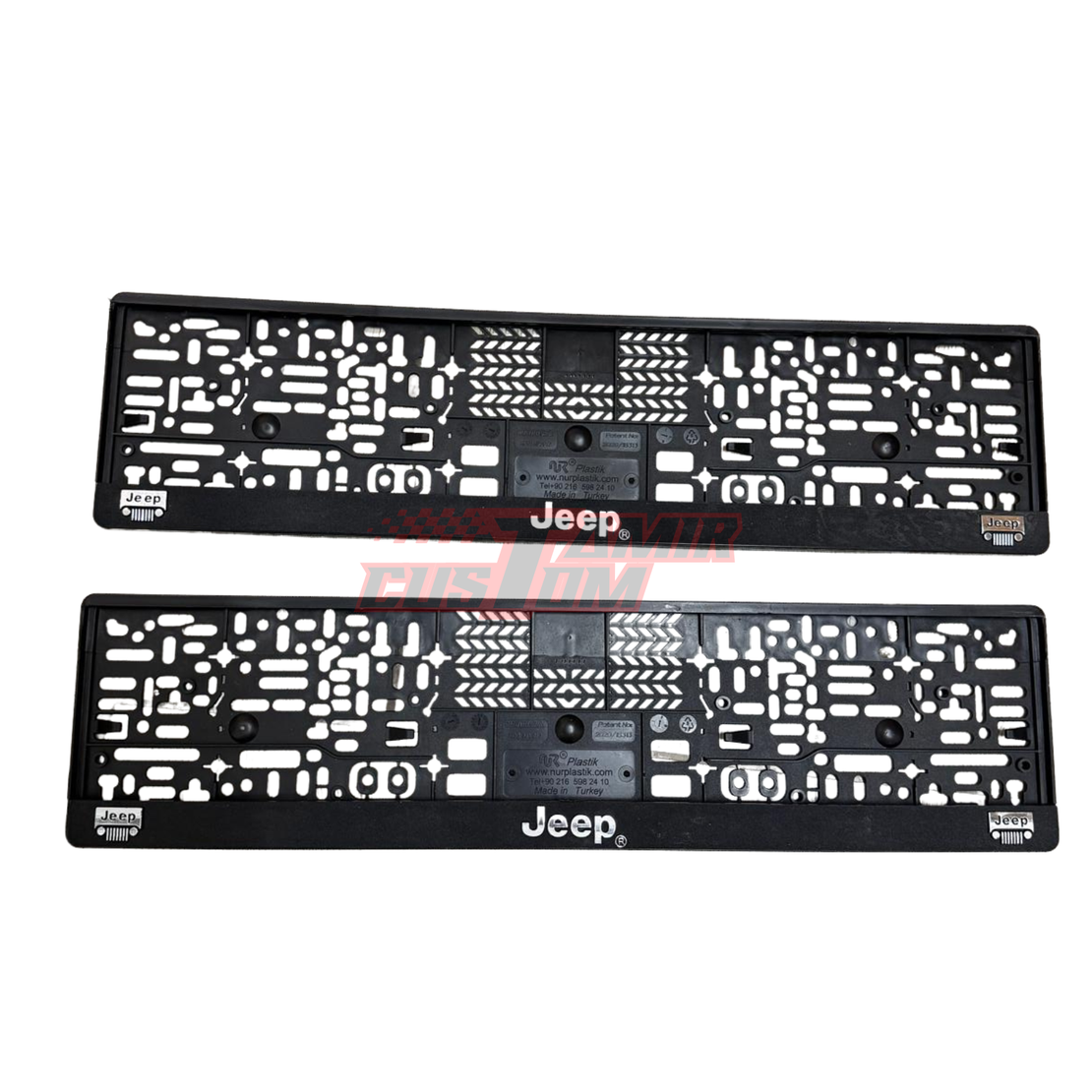 זוג מסגרות ללוחית רישוי עם סמל גיפ