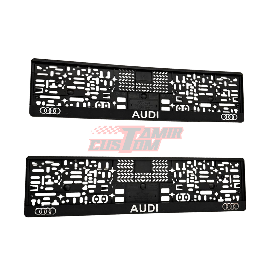 זוג מסגרות ללוחית רישוי עם סמל אאודי