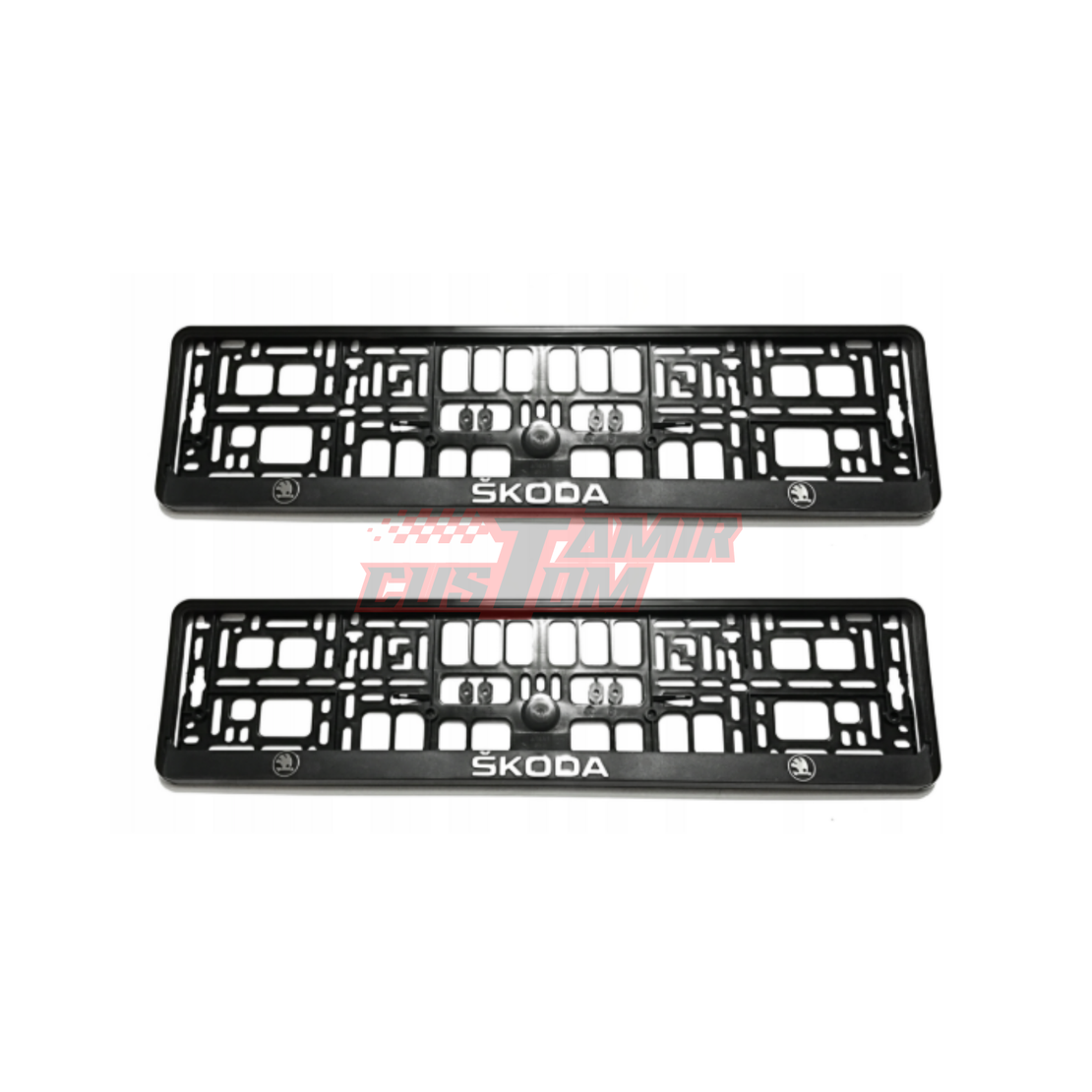 זוג מסגרות ללוחית רישוי עם סמל טסלה