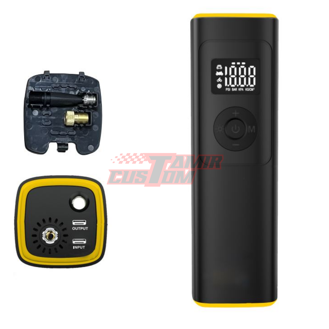 קומפרסור אוויר נטען 150 PSI עם צג דיגיטלי לניפוח צמיגי רכב, אופניים, אופנוע וקורקינט חשמלי