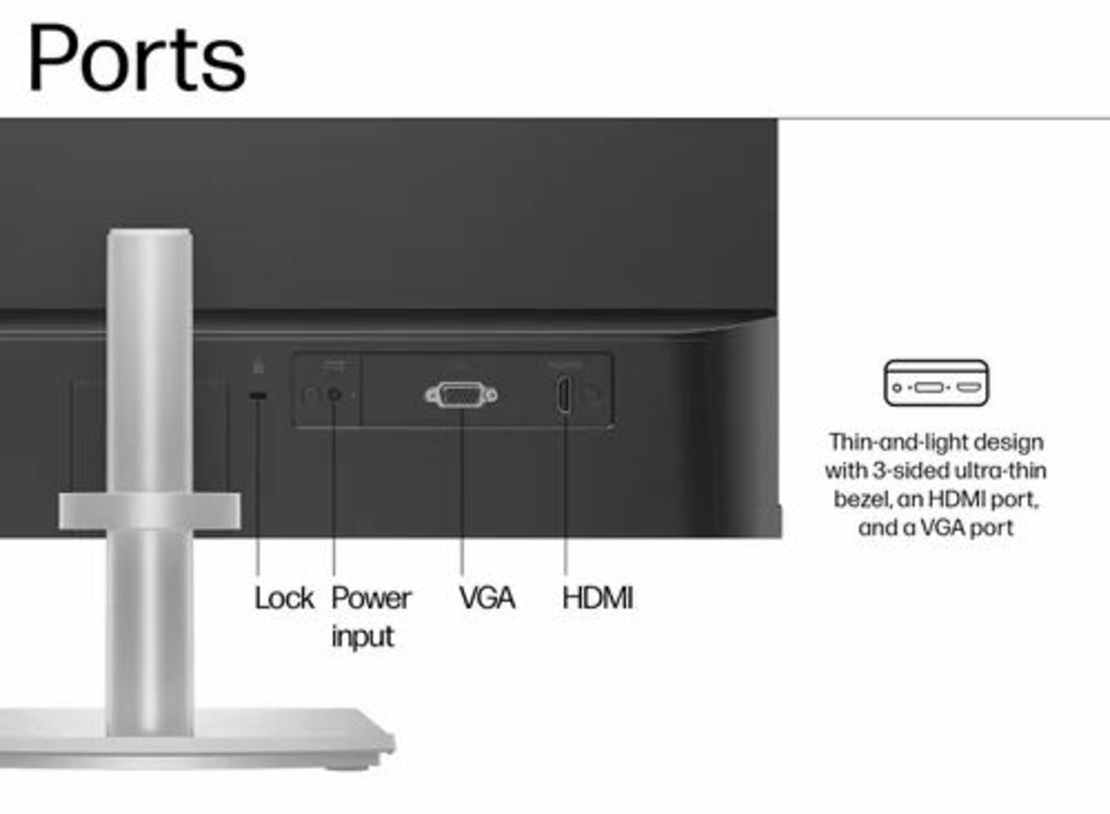 מסך מחשב HP 24'' 524SH FHD IPS VGA/HDMI/SILVER